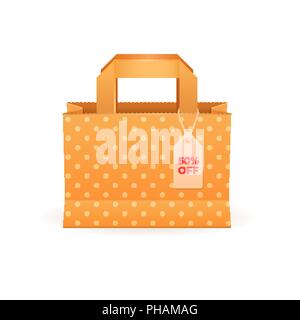 Vente fond avec sac de papier et sale tag Illustration de Vecteur