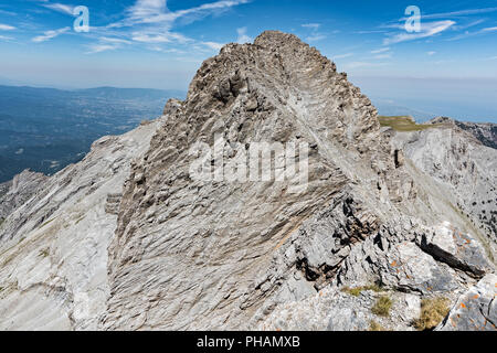 Avis de Mirtia ,le plus haut sommet du Mont Olympe en Grèce, accueil des dieux grecs Banque D'Images