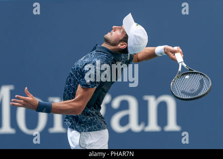 Novak Djokovic (SBR) participent à l'US Open de Tennis 2018. Banque D'Images