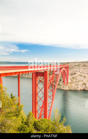 Le pont de Maslenica en Dalmatie, Croatie Banque D'Images