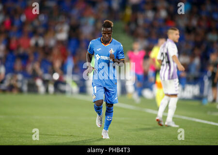 Amath, marche avant de Getafe CF, Amath, avant de Getafe CF, au cours de la ligue espagnole, La Liga, match de football entre Getafe et Real Valladolid le 31 août 2018 au Coliseum Alfonso Perez stadium à Getafe, Madrid, Espagne. 4 juin, 2016. Credit : AFP7/ZUMA/Alamy Fil Live News Banque D'Images