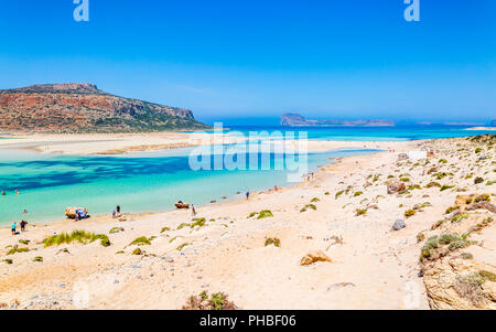 La baie de Balos Beach, péninsule de Gramvousa, Crète, îles grecques, Grèce, Europe Banque D'Images