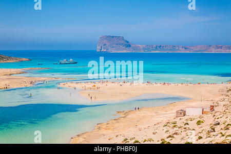 La baie de Balos Beach, péninsule de Gramvousa, Crète, îles grecques, Grèce, Europe Banque D'Images