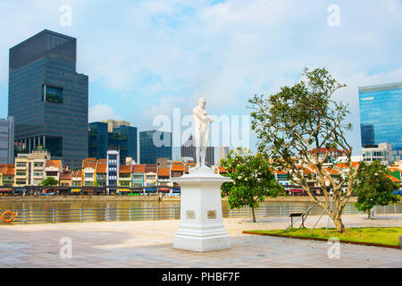 Thomas Stamford Raffles monument, Singapour Banque D'Images