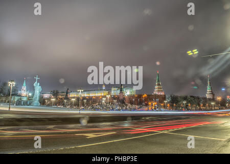 Monument de Vladimir à Moscou dans la nuit Banque D'Images