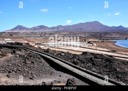 Salines salinas de Janubio Lanzarote Canaries colorés Banque D'Images