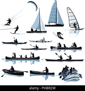 Différents sports nautiques illustration Banque D'Images