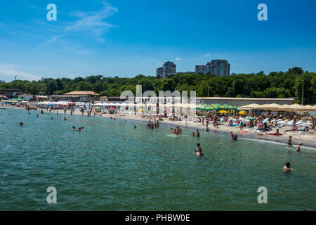 La plage de Lanzheron, de la mer Noire, Odessa, Ukraine, Europe Banque D'Images