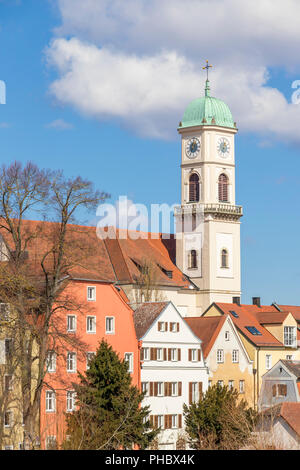 Stadtamhof, vieille ville de Ratisbonne, classée au Patrimoine Mondial de l'UNESCO, Bavaria, Germany, Europe Banque D'Images