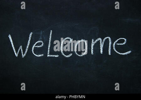 Mot écrit à la craie sur tableau noir Banque D'Images