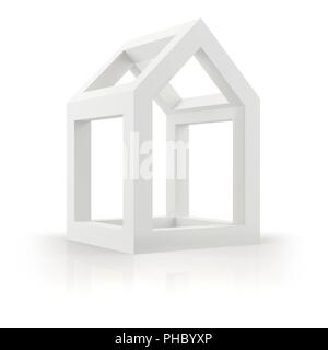 Abstract 3D model of house, 3D illustration. Banque D'Images