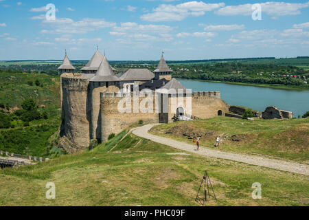 La forteresse de Khotin sur les rives du Dniestr, l'Ukraine, l'Europe Banque D'Images