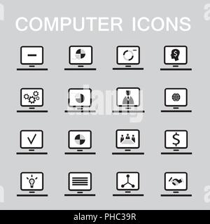 Set de 16 icônes web pour ordinateur, l'électronique, l'entreprise thème Illustration de Vecteur
