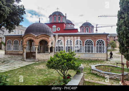 Katholikon, église principale, Monastère de la Grande Laure, Mont Athos, péninsule Athos, Grèce Banque D'Images