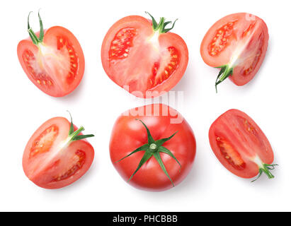 Tomates rose isolé sur fond blanc Banque D'Images