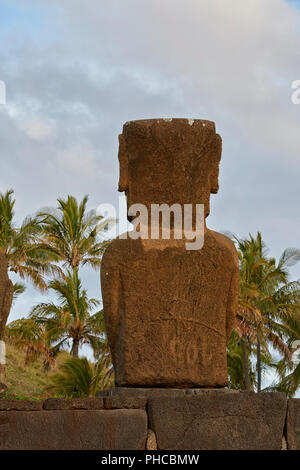 L'ahu Nau Nau, Anakana, île de Pâques, Rapa Nui, Chili, Isla de Pascua Banque D'Images