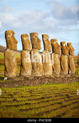 Ahu Akivi Moai têtes de pierre l'île de Pâques Rapa Nui Isla de Pascua Chili Banque D'Images