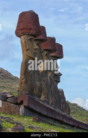 L'ahu Nau Nau, Anakana, île de Pâques, Rapa Nui, Chili, Isla de Pascua Banque D'Images