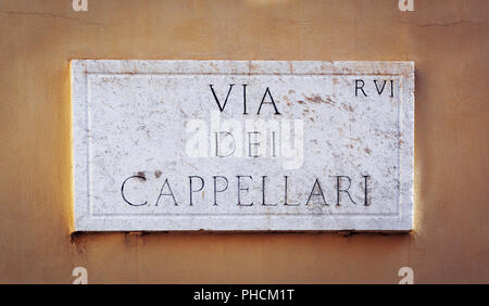 Via dei Cappellari street sign in Rome Banque D'Images