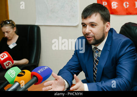 Pushilin Denis, Président de la République populaire de Donetsk (MRN), Kremlin soutenu du gouvernement séparatiste qui prennent le contrôle de Donbass région Banque D'Images