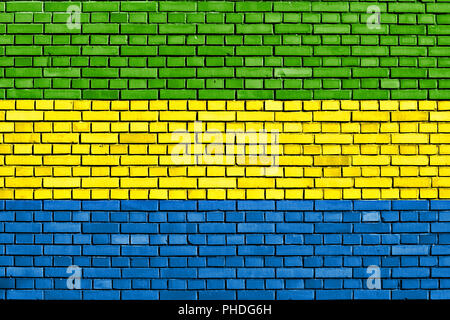 Pavillon de l'Gabon peint sur mur de brique Banque D'Images