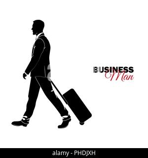 Homme d'affaires, Manager. Un homme dans un costume d'affaires. Businessman vient avec une valise Illustration de Vecteur