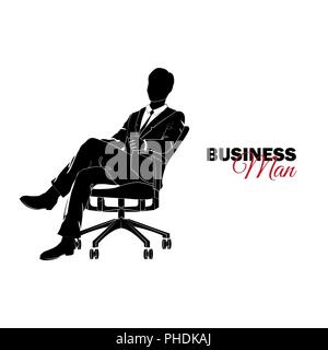 Homme d'affaires, Manager. Un homme dans un costume d'affaires. Businessman sitting in a chair Illustration de Vecteur