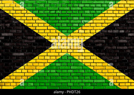 Pavillon de la Jamaïque a peint sur mur de brique Banque D'Images