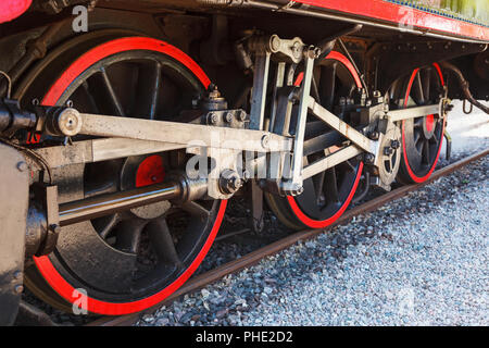 Roues d'un vieux train à vapeur Banque D'Images