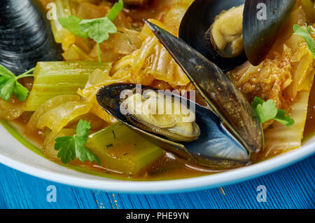 Moules dans le style de Bruxelles Banque D'Images