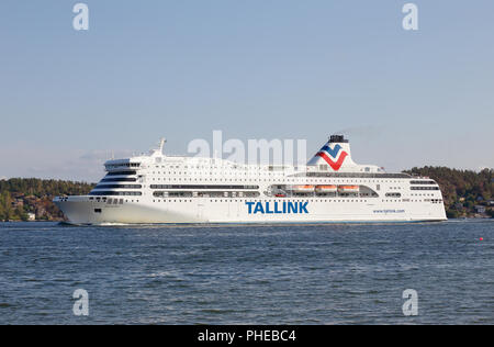 Lidingo, Suède - 31 juillet 2018 : le navire ropax Romantika en service pour Tallink exploite un service régulier Stockholm-Riga. Banque D'Images