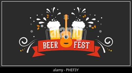 Festival de la bière, bannière, affiche de l'événement de promotion. Vector concept design Illustration de Vecteur