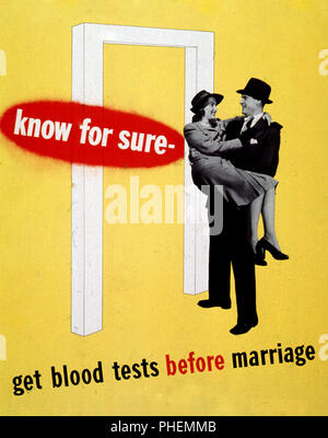 STD Affiche -- pour obtenir des analyses de sang avant le mariage ca. 1944 Banque D'Images