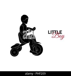 Petit enfant, bébé. Little Boy riding a bicycle Illustration de Vecteur