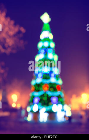 Blured Blue Christmas Tree Banque D'Images