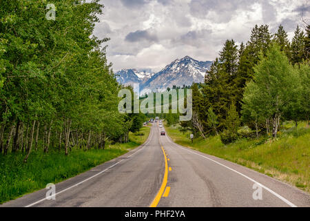 L'autoroute à Grand Teton National Park Banque D'Images