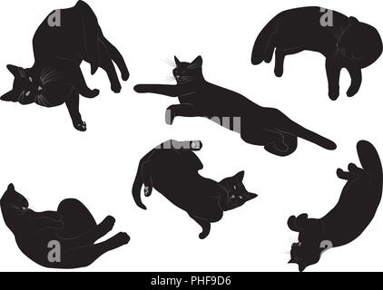 Silhouette de chat de groupe Illustration de Vecteur