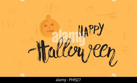 Happy Halloween citrouille avec modèle en forme de papier et de brossage à la main le lettrage. Pour l'élément maison de design. Vector illustration. Illustration de Vecteur