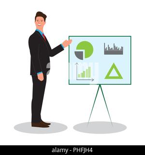 C'est dans un homme d'affaires et des points sur les cartes marines (stratégies de développement, la croissance, les données analytiques). Vector illustration. L'INFOGRAPHIE Illustration de Vecteur