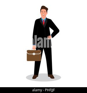 Businessman with briefcase. Vector illustration sur fond blanc Illustration de Vecteur
