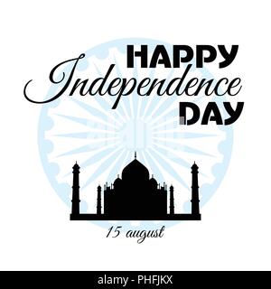 Le jour de l'indépendance indienne avec roue arrière-plan concept d'Ashoka. Vector Illustration Illustration de Vecteur