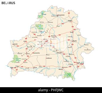 Route de vecteur et la carte du parc national de la République du Bélarus. Illustration de Vecteur