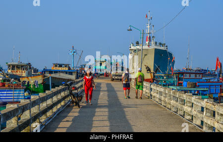 , Kien Giang, Vietnam - Dec 12, 2017. Pont de quai principal de Poulo Panjang (Tho Chau Island), le sud-ouest du Vietnam. Banque D'Images