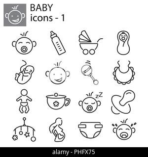 Web icons set - jouets bébé, l'alimentation et de soins Illustration de Vecteur