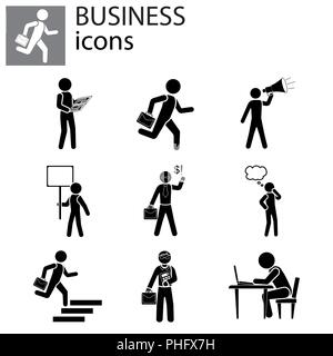 Business Icons set noir sur fond blanc Illustration de Vecteur