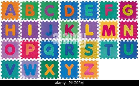 Puzzle des lettres de l'alphabet anglais sur un fond blanc Banque D'Images