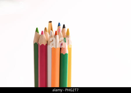 Close up color pencils isolated on white background. Banque D'Images