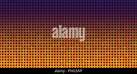 Vector background fait d'un dégradé orange et violet et cercles alignés ressemblant à des pixels. Illustration de Vecteur