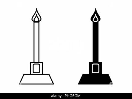 Illustration noir et blanc de becs Bunsen isolé sur fond blanc Illustration de Vecteur