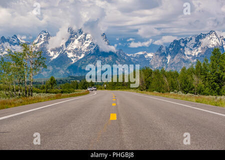 L'autoroute à Grand Teton National Park Banque D'Images